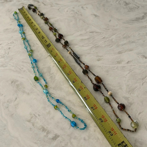 Bundle 6 Beaded long Necklaces Red Green Blue Orange Purple Yellow Brown - Picture 16 of 17